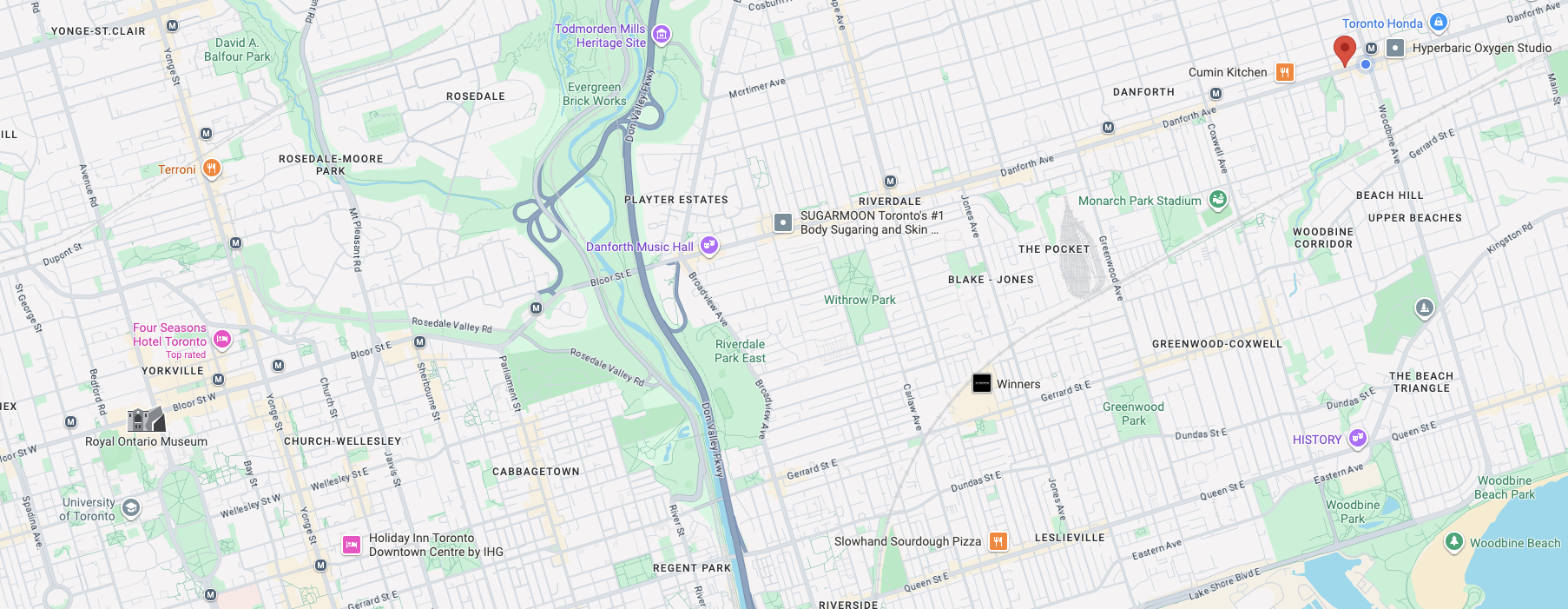 Map of 2034 Danforth Ave at Danforth & Woodbine